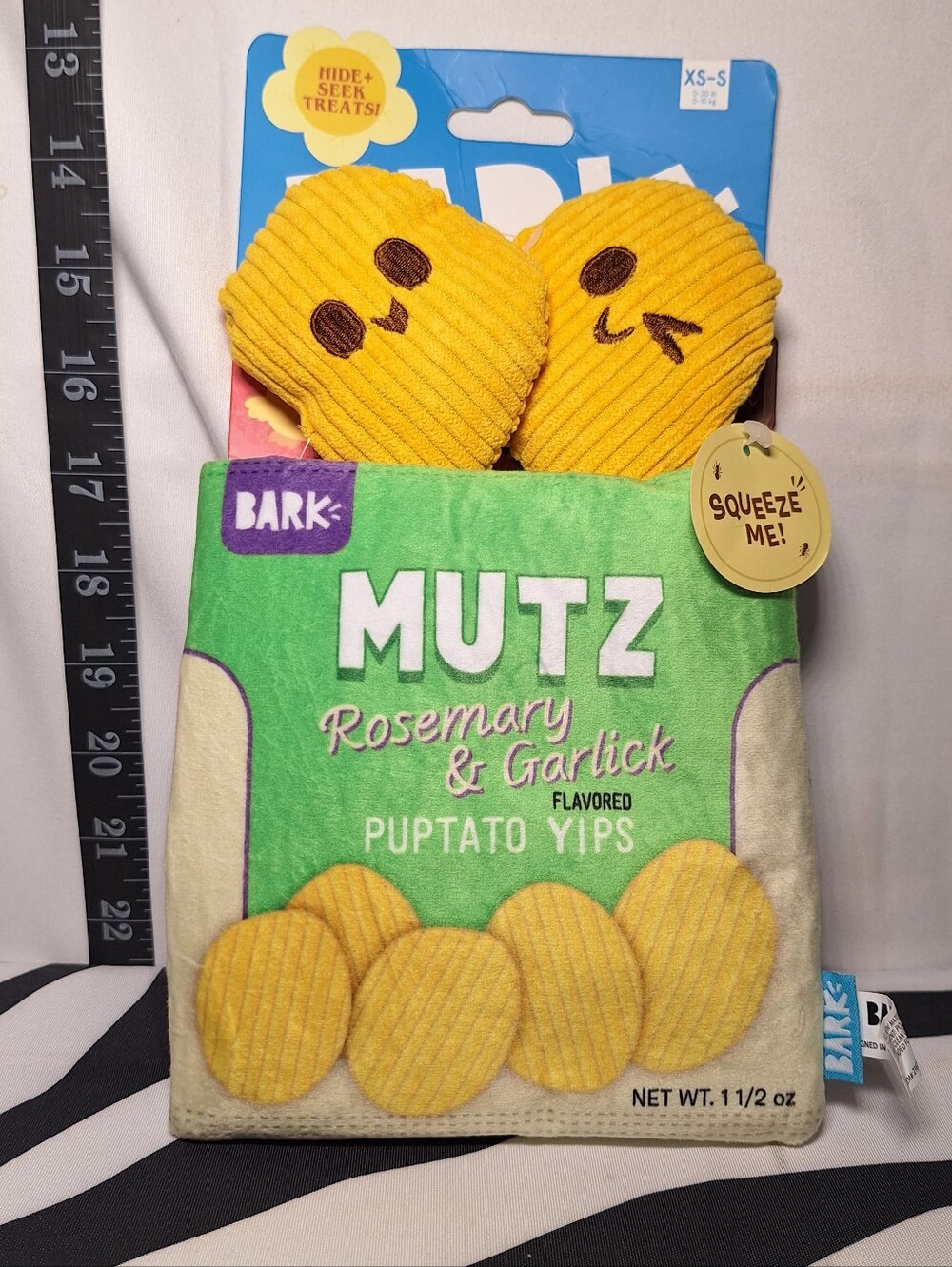 NWT Bark Mutts Garlick Chips Dog Toy XS-S